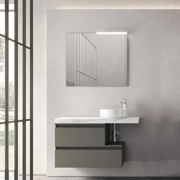 Mobile bagno sospeso 100 cm con lavabo tondo e 2 moduli grafite - NINFA3