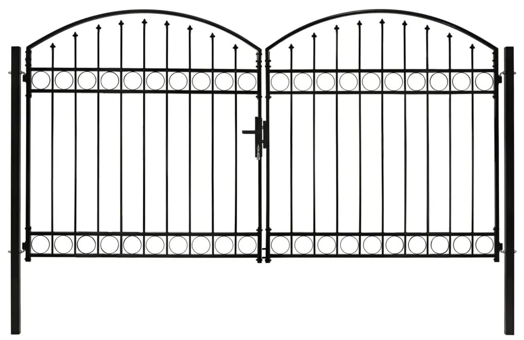 Cancello A Doppia Anta Ad Arco İn Acciaio 300x175 Cm Nero /
