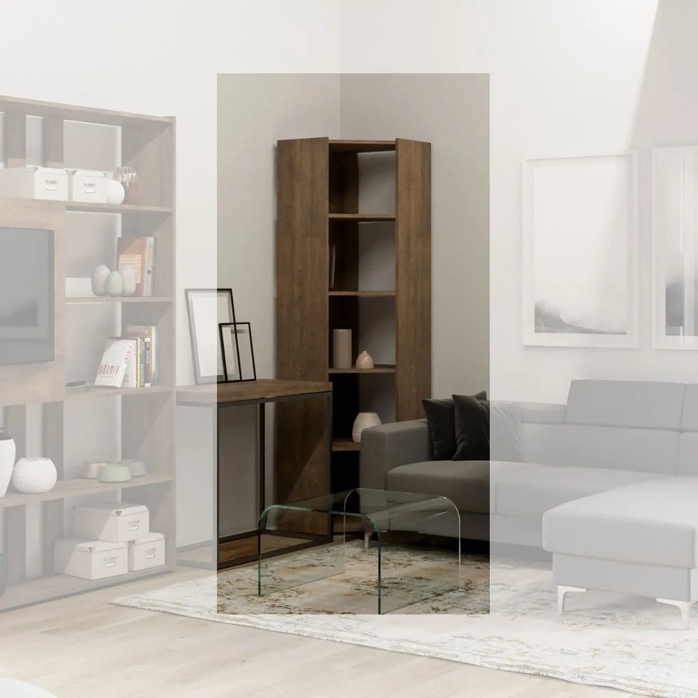 Librerie Angolari Kato A e B: Design Elegante e Funzionale 60.3x204x60.3 cm, Libreria A / Noce