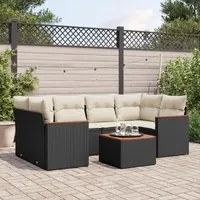 Set Divani da Giardino con Cuscini 7pz Nero Polyrattan 3258199