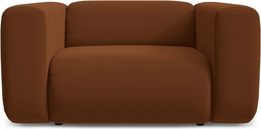 Poltrona arancione/marrone con rivestimento in velluto Ekahi – Makamii