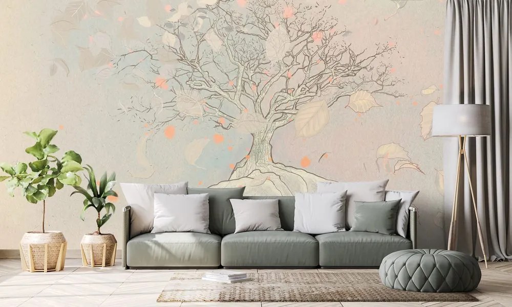 Carta da parati – Albero autunnale disegnato