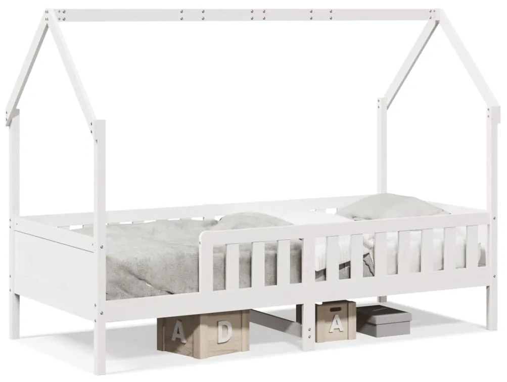 Giroletto Casetta Bambini Bianco 90x190 Cm Legno Massello Pino /