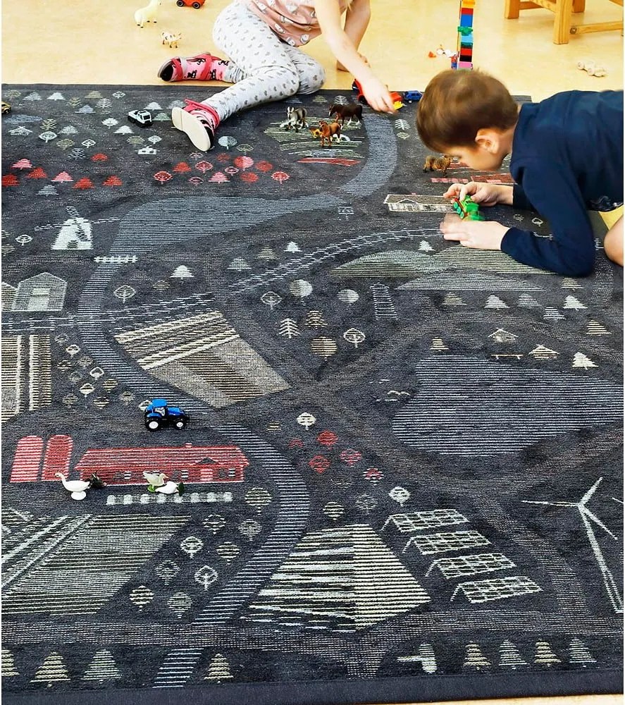 Tappeto nero reversibile per bambini , 140 x 200 cm Ülejõe - Narma