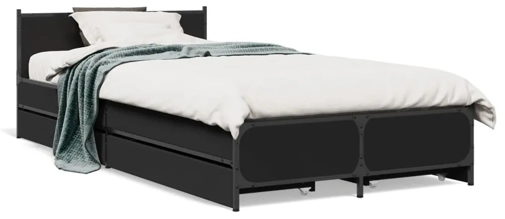 Giroletto Con Cassetti Nero 90x190 Cm İn Legno Multistrato /