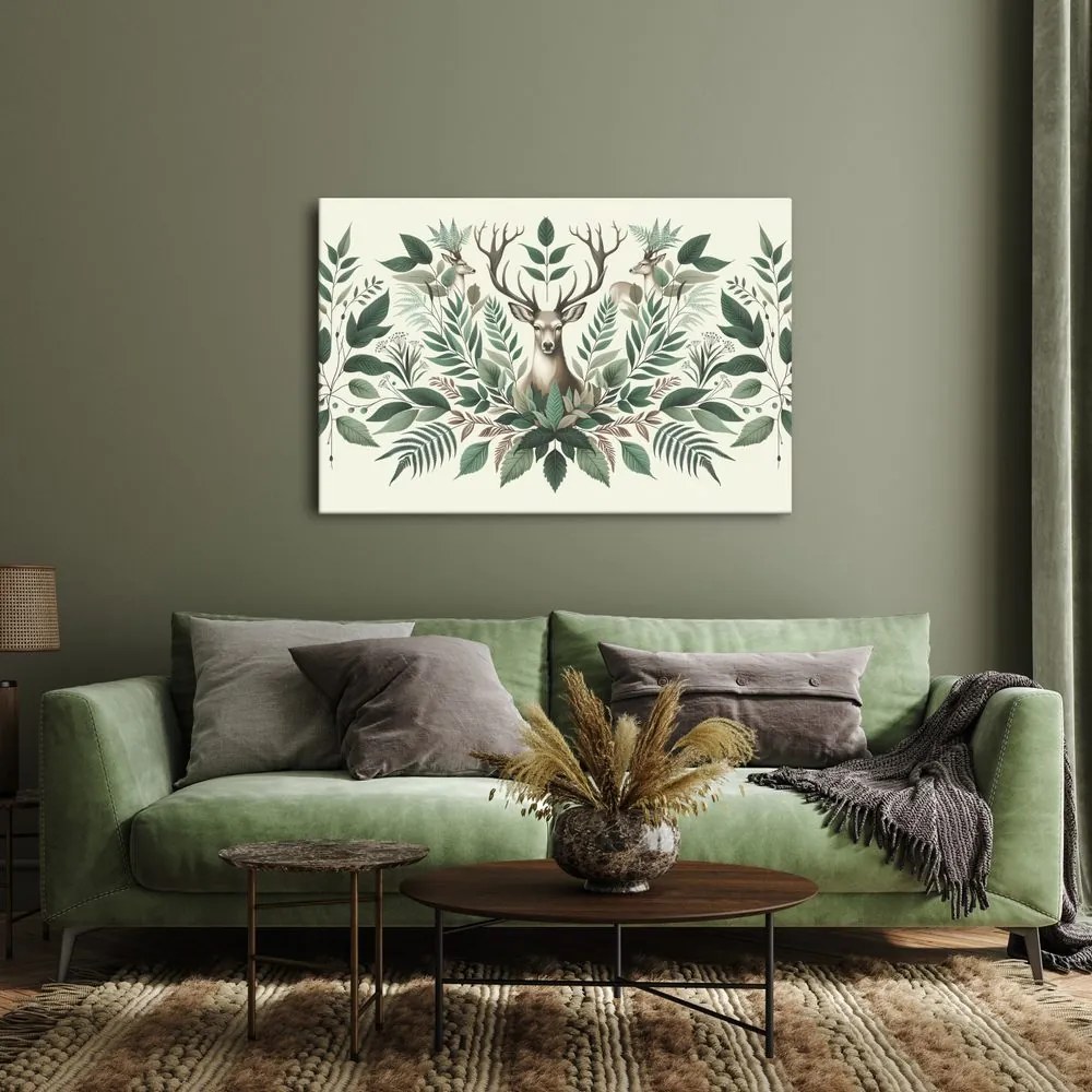 Quadro su tela – Cervo con corona di rami