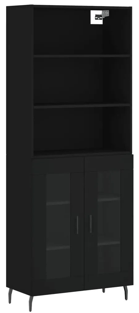 Credenza nera 69,5x34x180 cm in legno multistrato