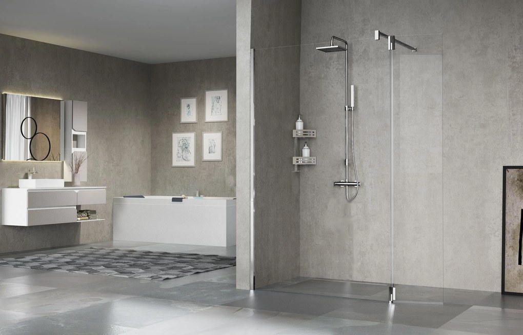 Novellini Easy 2 T Colonna doccia Attrezzata Installabile A Parete con Soffione quadro 20x20 cm In Ottone Cromo