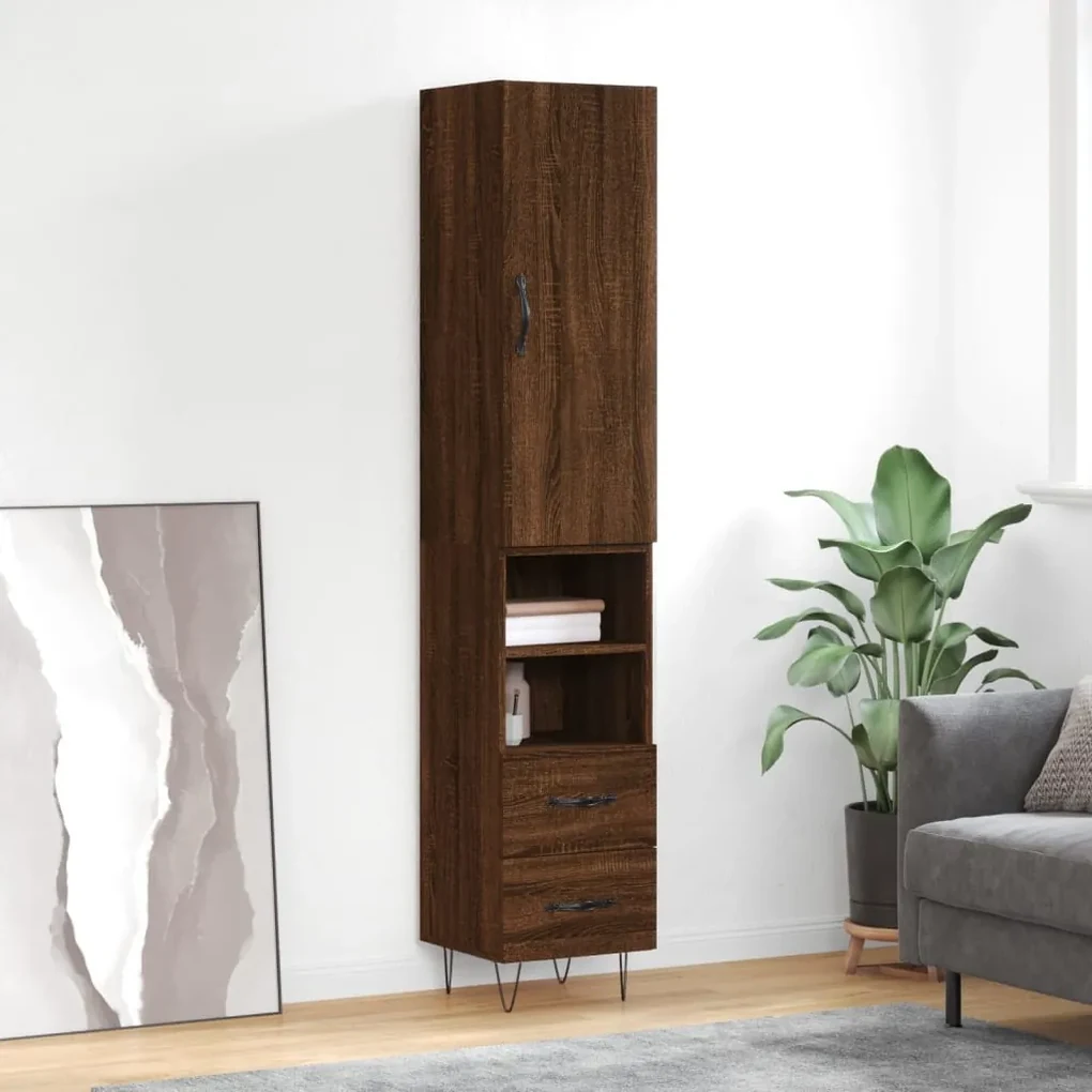 Credenza rovere marrone 34,5x34x180 cm in legno multistrato
