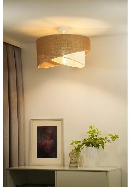 Duolla - Lampadario a plafone YUTE CELLO 1xE27/15W/230V diametro 45 cm marrone/grigio