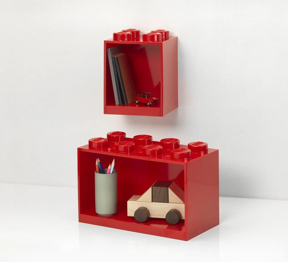 Set di 2 mensole da parete rosse per bambini Brick - LEGO®