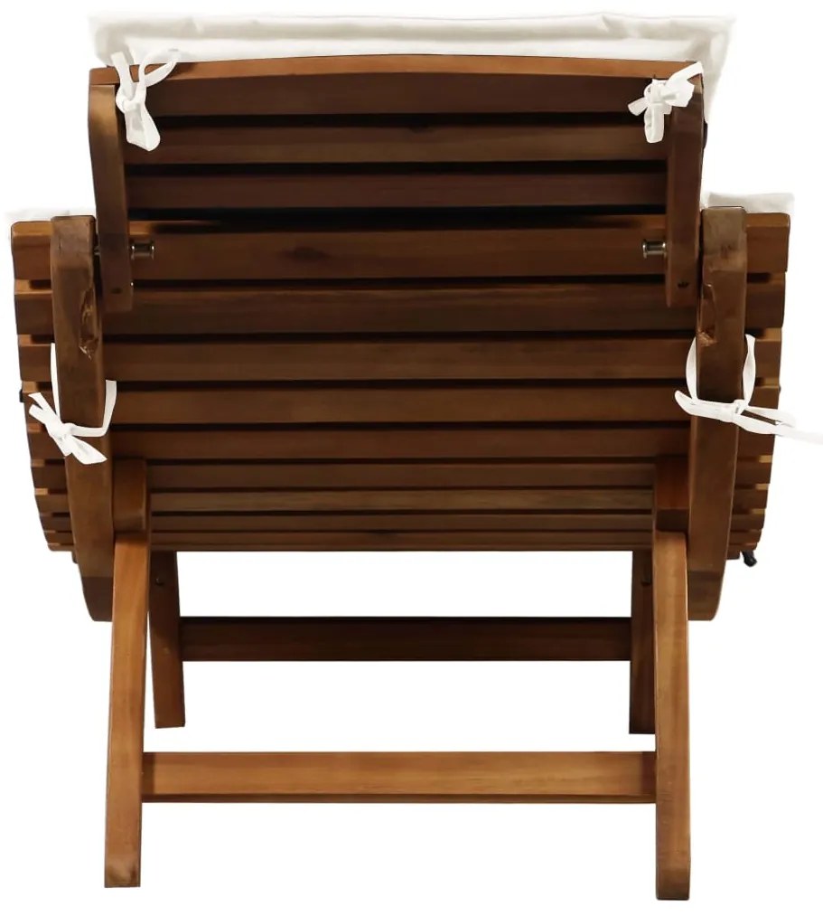 Lettini prendisole con cuscini 2pz bianco crema massello acacia