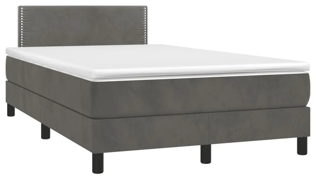 Letto A Molle Materasso E Led Grigio Scuro 120x190cm İn Velluto /