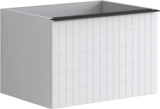 Mobile da bagno sospeso sotto lavabo Pixel grid 2 cassetti L 60 x H 40 x P 45.5 cm bianco laccato opaco, con maniglia alluminio nero opaco