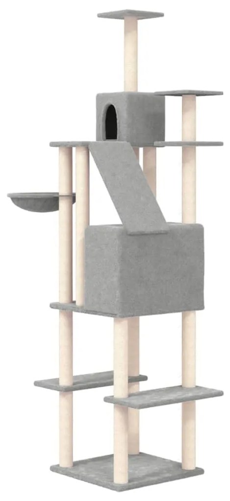 Albero per gatti con tiragraffi in sisal grigio chiaro 201 cm