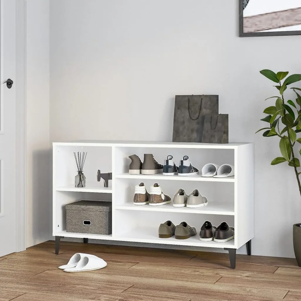 Scarpiera Bianca 102x36x60 Cm İn Legno Multistrato /