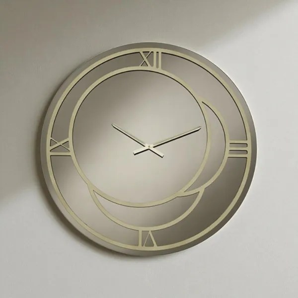 Orologio rotondo D60 cm in cristallo Bronzo e dettagli Oro CAIUS