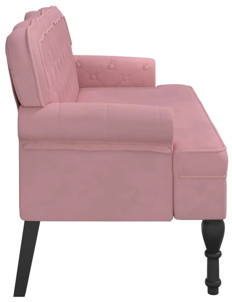 Panca con schienale rosa 119,5x64,5x75 cm in velluto