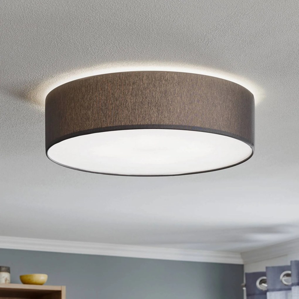 Plafoniera soffitto Rondo TK Lighting, dimmerabile, Alluminio / Grigio / Zincato, Camera da letto, Tessuto / Stoffa / Seta, Moderno, Plafoniera