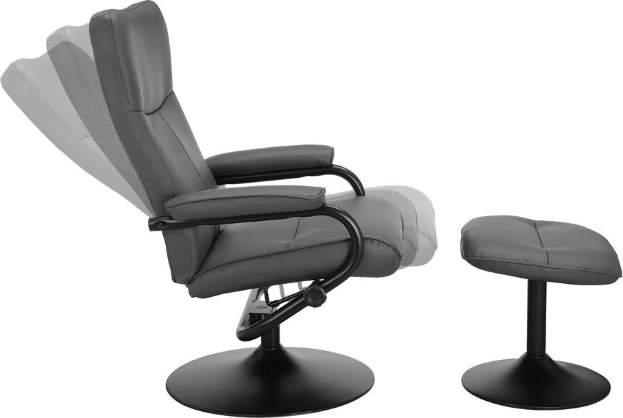 Poltrona relax grigia con poggiapiedi in similpelle Istad - Støraa