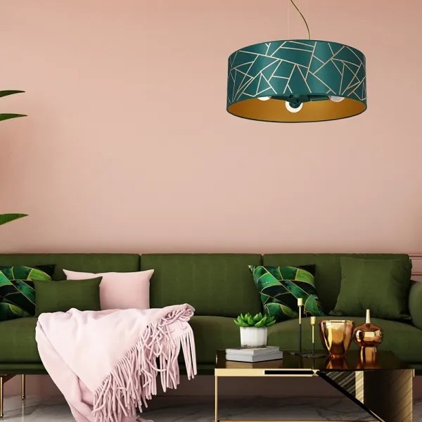 Lampadario su corda ZIGGY 3xE27/60W/230V verde/oro