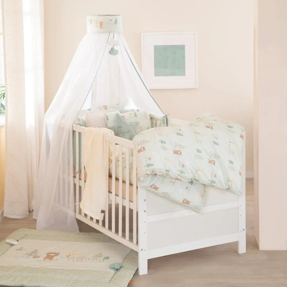 Set copripiumino e federa da bambini verde chiaro in cotone per culla 100x135 cm Woodland Buddies – Roba
