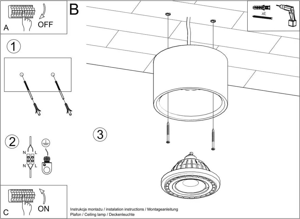 Lampada da soffitto in Cemento BASIC 1 Grigia AR111