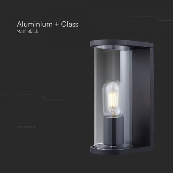 Applique da esterno 1xE27/60W/230V IP44, nero con vetro fumé