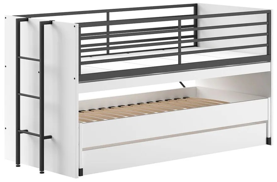 Letto da bambini a castello/estraibile bianco con scrivania con rete inclusa 90x200 cm Sam – Vipack