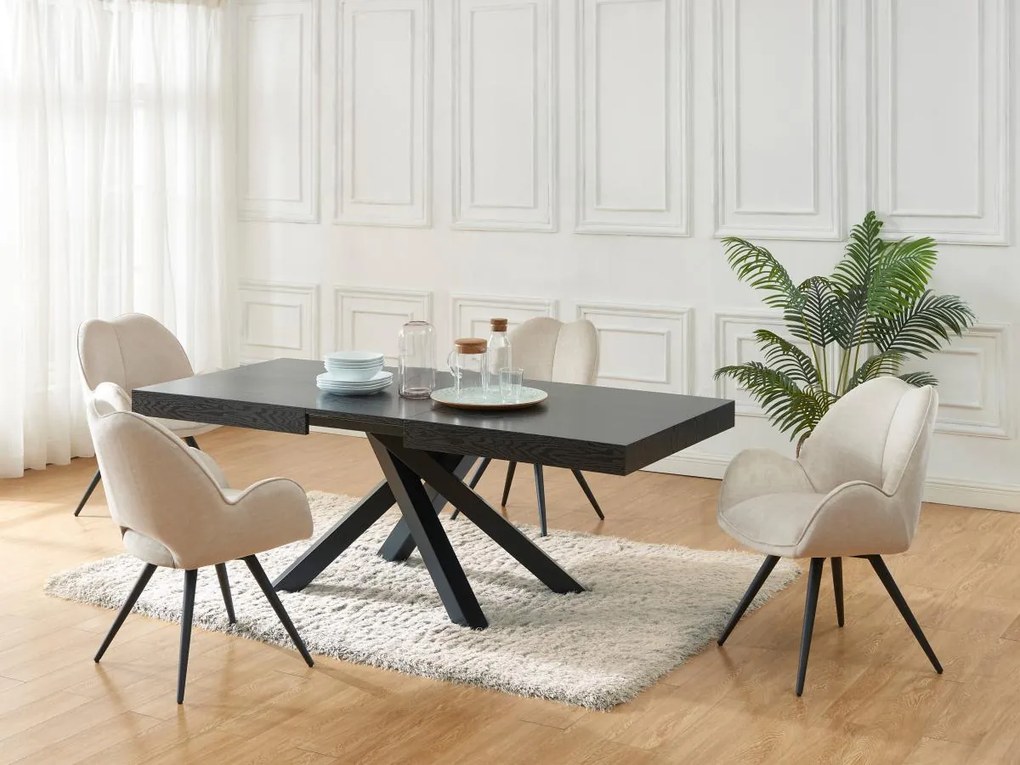 Tavolo da pranzo allungabile da 6 a 10 coperti in MDF e Metallo Nero - CATONAV