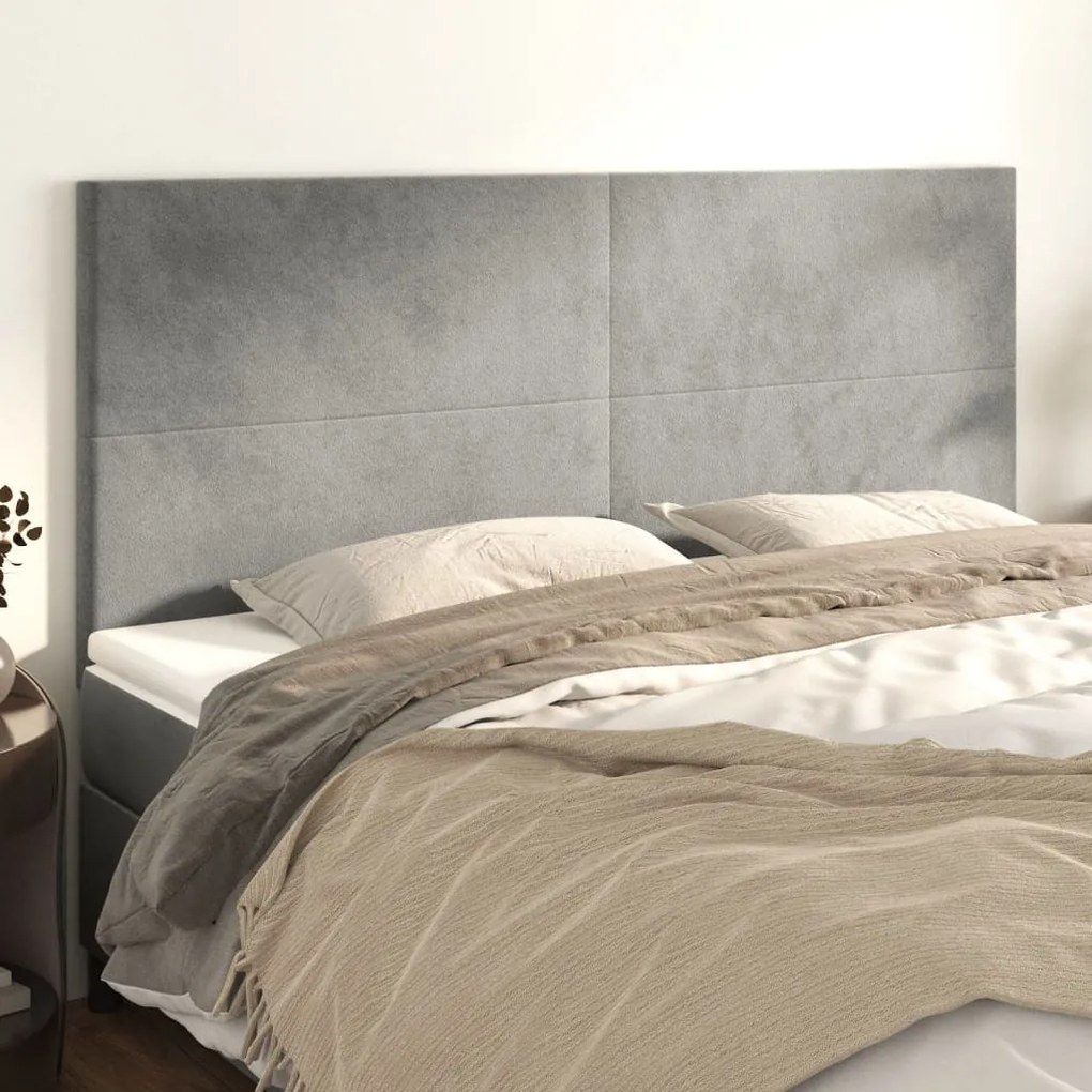 Testiere 4 Pz Grigio Chiaro 100x5x78/88 Cm İn Velluto /