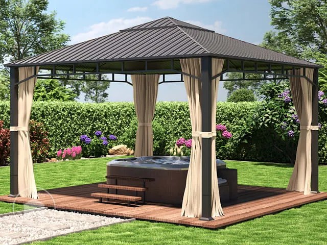 TOOLPORT Gazebo da giardino Hardtop Sunset Superior, crema, 4x4 m - (301350)