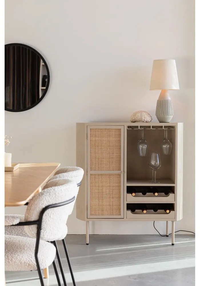 Portabottiglie in rattan crema per 8 bottiglie, 90x100 cm Amaya - White Label