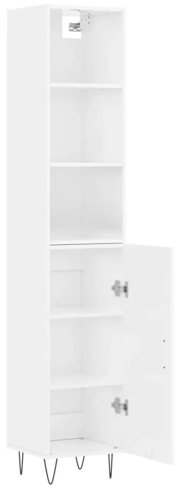 Credenza 34,5x34x180 cm in legno multistrato bianco lucido