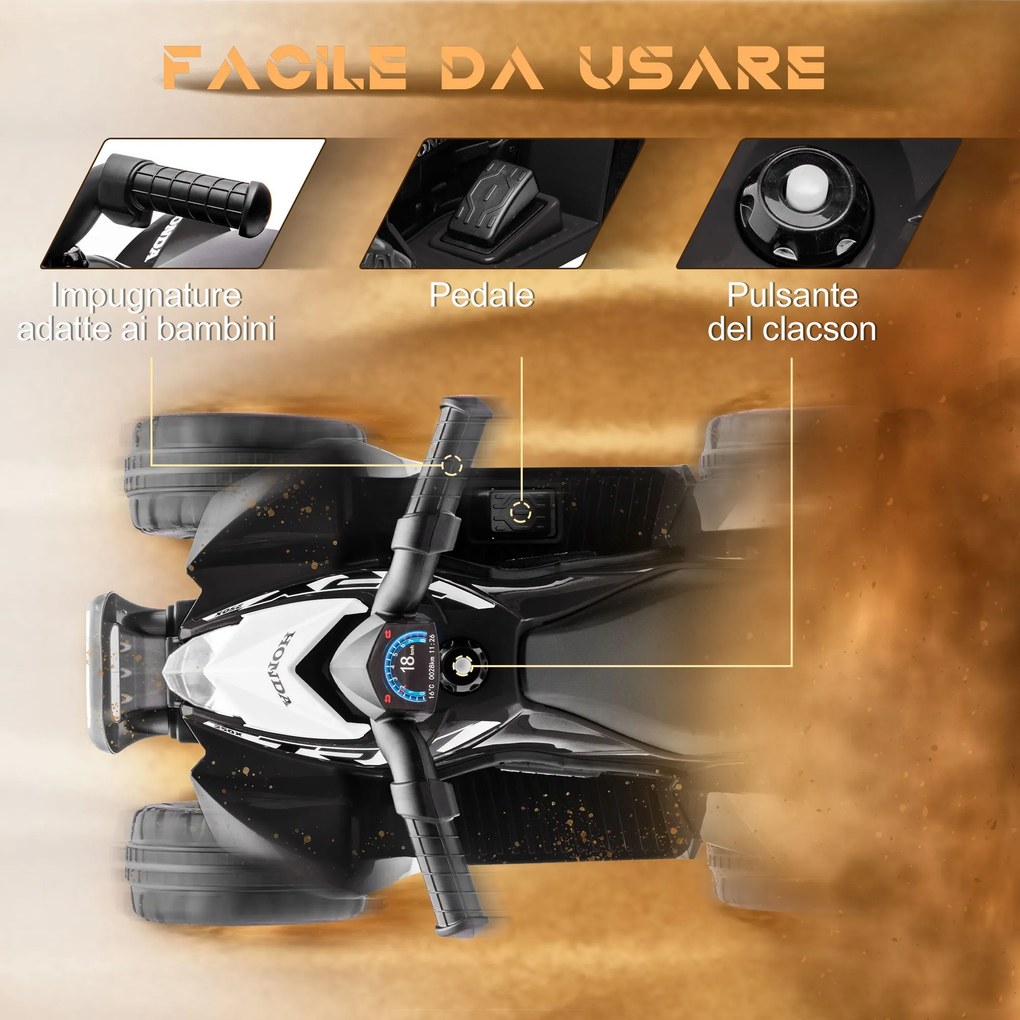 Quad Elettrico per Bambini 6V Honda TRX 250X Nero...