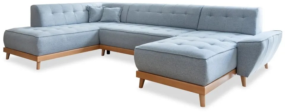 Divano letto a U azzurro, angolo sinistro Dazzling Daisy - Miuform