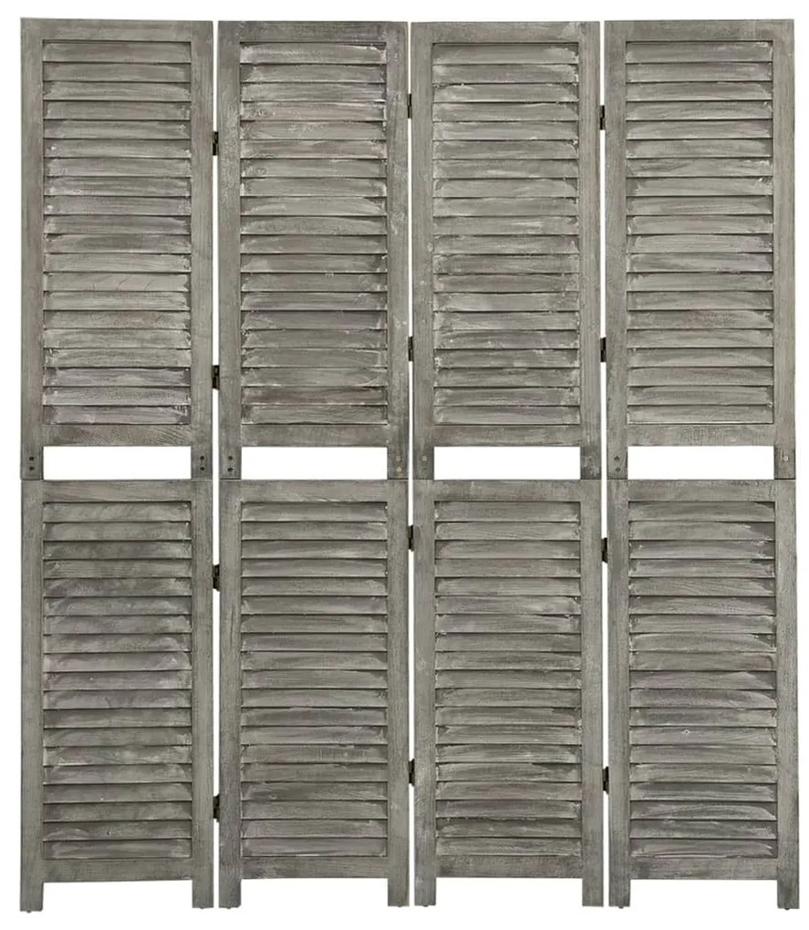 Divisorio A 4 Pannelli Grigio 143x166 Cm İn Legno Massello /