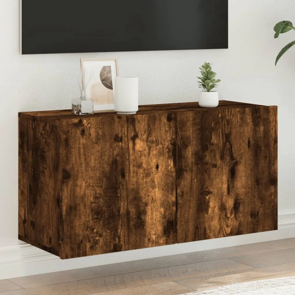 Mobile Tv A Parete Rovere Fumo 80x30x41 Cm /
