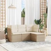 Set Divano da Giardino 4 pz con Cuscini Beige in Polyrattancod mxl 89377