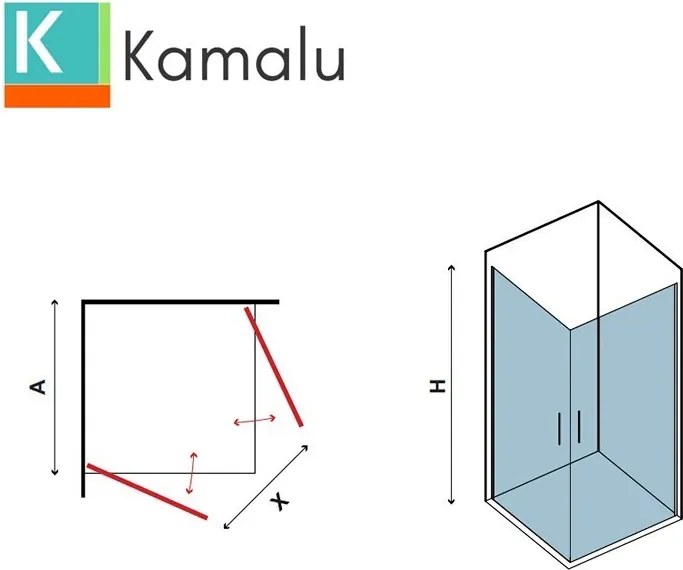 Kamalu - Box doccia angolare 90x85 due ante battenti finitura cromo | KS2800