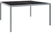 Tavolo da Giardino 130x130x72 cm Grigio in Acciaio e Vetro 313086