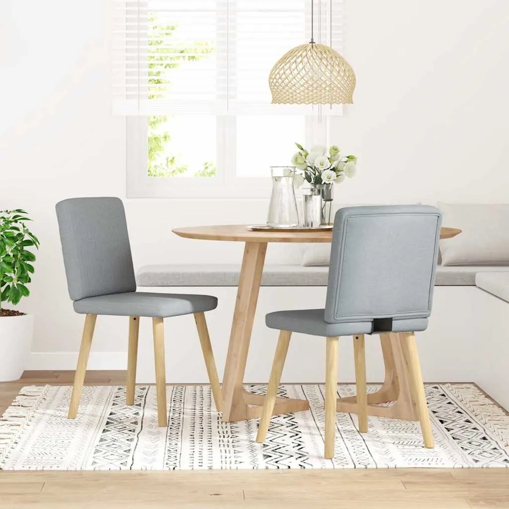 Sedie Da Pranzo 2 Pz Grigio Chiaro İn Tessuto /