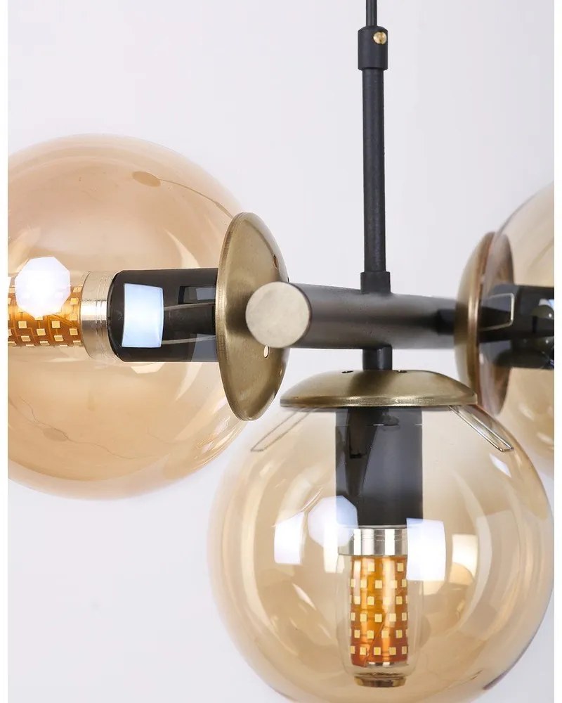 Lampada a sospensione giallo-nera con paralume in vetro ø 15 cm Cascade - Squid Lighting