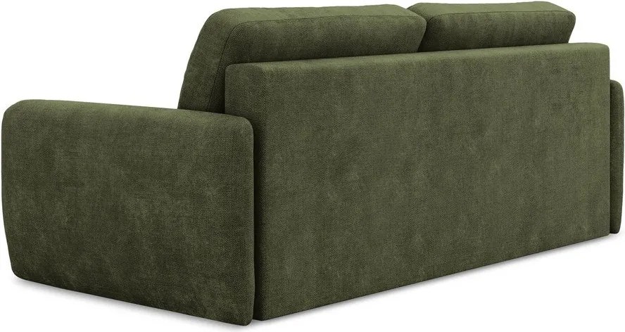 Divano verde allungabile/con contenitore con rivestimento in ciniglia 218 cm Lilo – Makamii