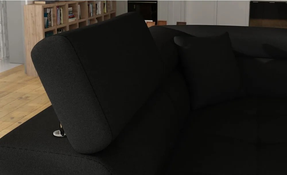 Divano angolare nero allungabile/con contenitore (con penisola a sinistra/a L) Anton – ELTAP