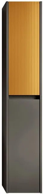 Colonna per mobile bagno Niwa 2 ante P 27 x L 30 x H 160 cm laccato opaco grigio carbone con vetro senape cannettato