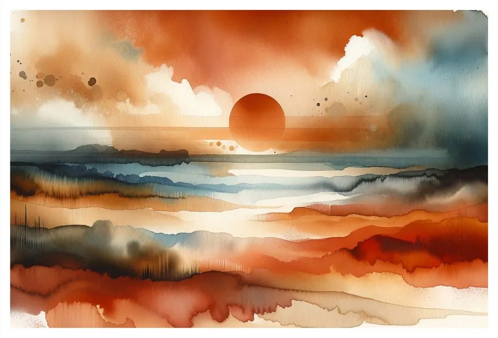 Quadro su tela – Sole al tramonto nel paesaggio
