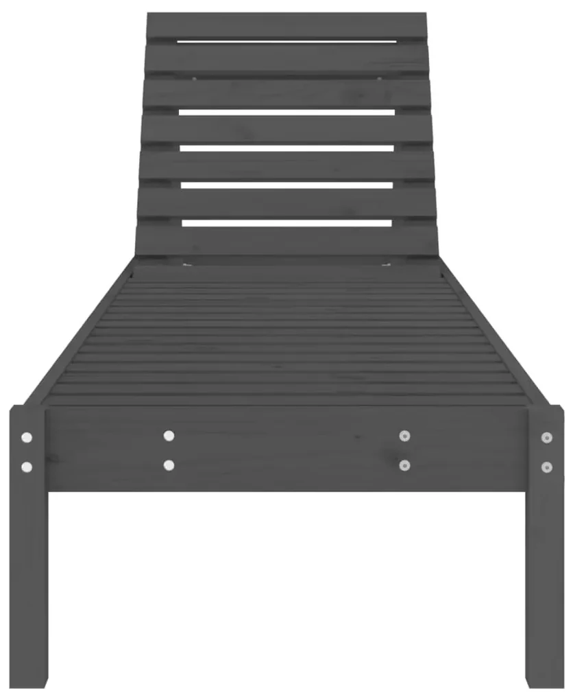 Lettini prendisole 2pz grigi 199,5x60x74 cm legno massello pino