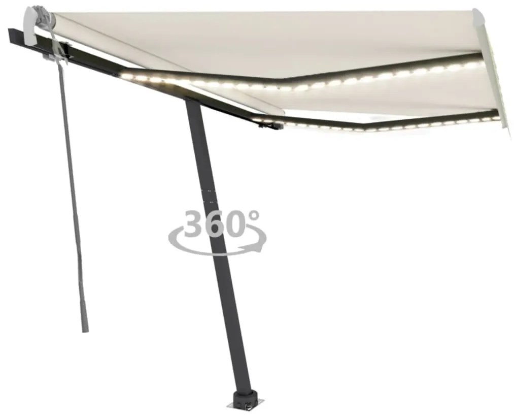 Tenda Da Sole Retrattile Manuale Con Led 350x250 Cm Crema /