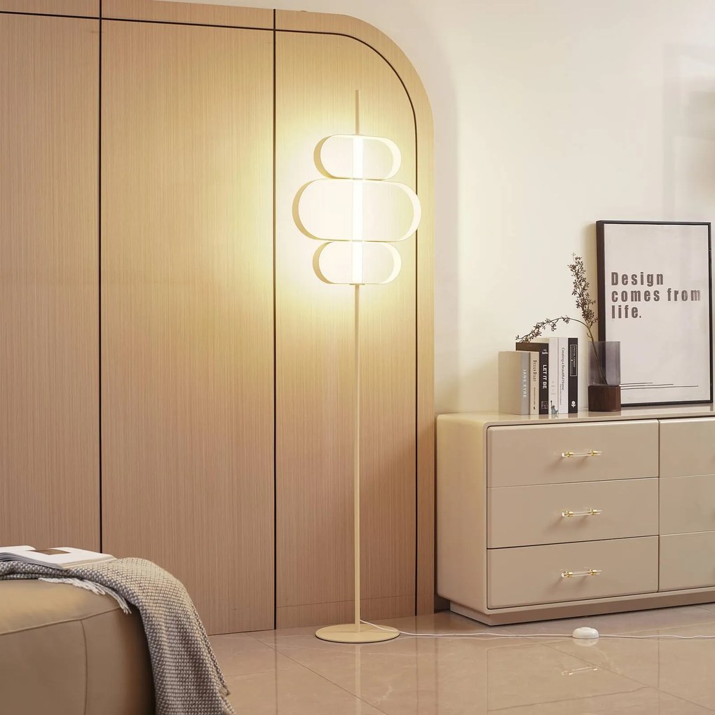 Lucande Piantana LED Audrina, beige, metallo, dimmerabile